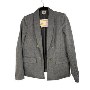 New Anne Klein Herringbone Sparkle Blazer Jacket Open Front Size S RT10288